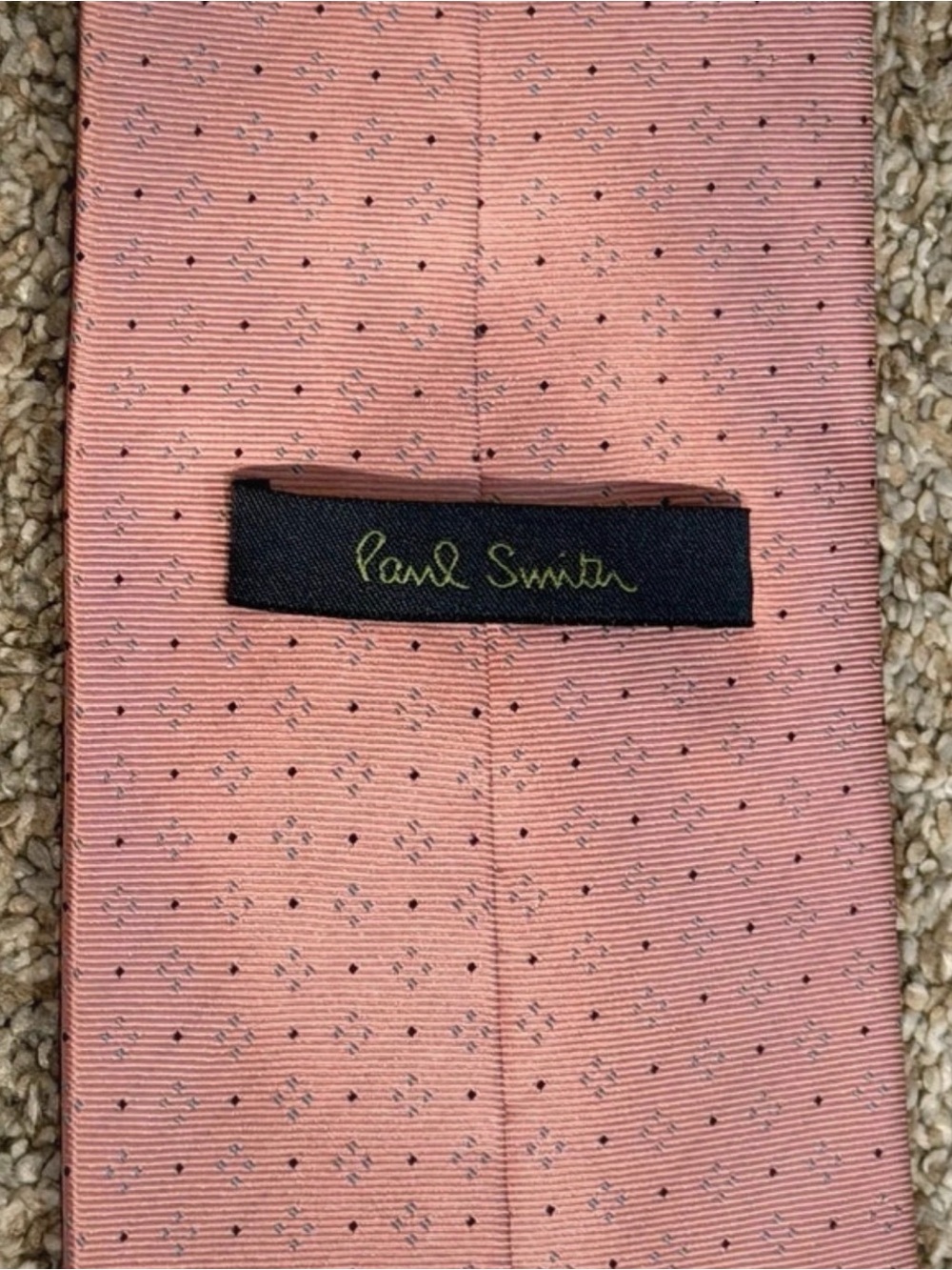 Paul Smith men’s tie silk coral with micro polka dots